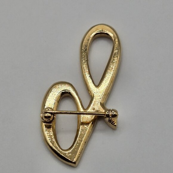 VTG Brooch Monogram Script Letter Insignia "G" Lower Case Gift Gold Tone Pin - Picture 4 of 7